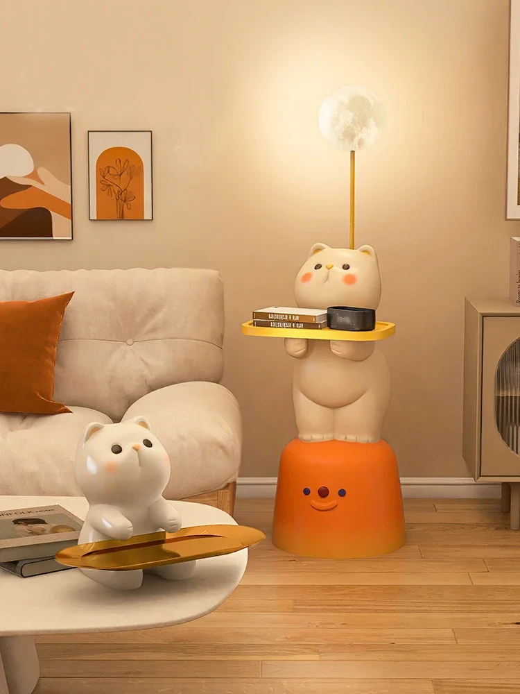

Cute Cat Living Room Large Floor Decoration Side Table Bedside Table Design Sense Small Tea Table StorageCorner Decoration