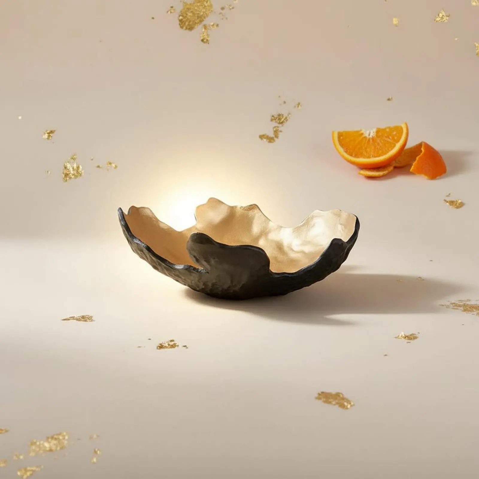 Decorative Resin Tray Luxury Look Resin Fruit Bowl Tray Sculpture Multifunctional Gold and Black Bowl Modern Decor for Tabletop