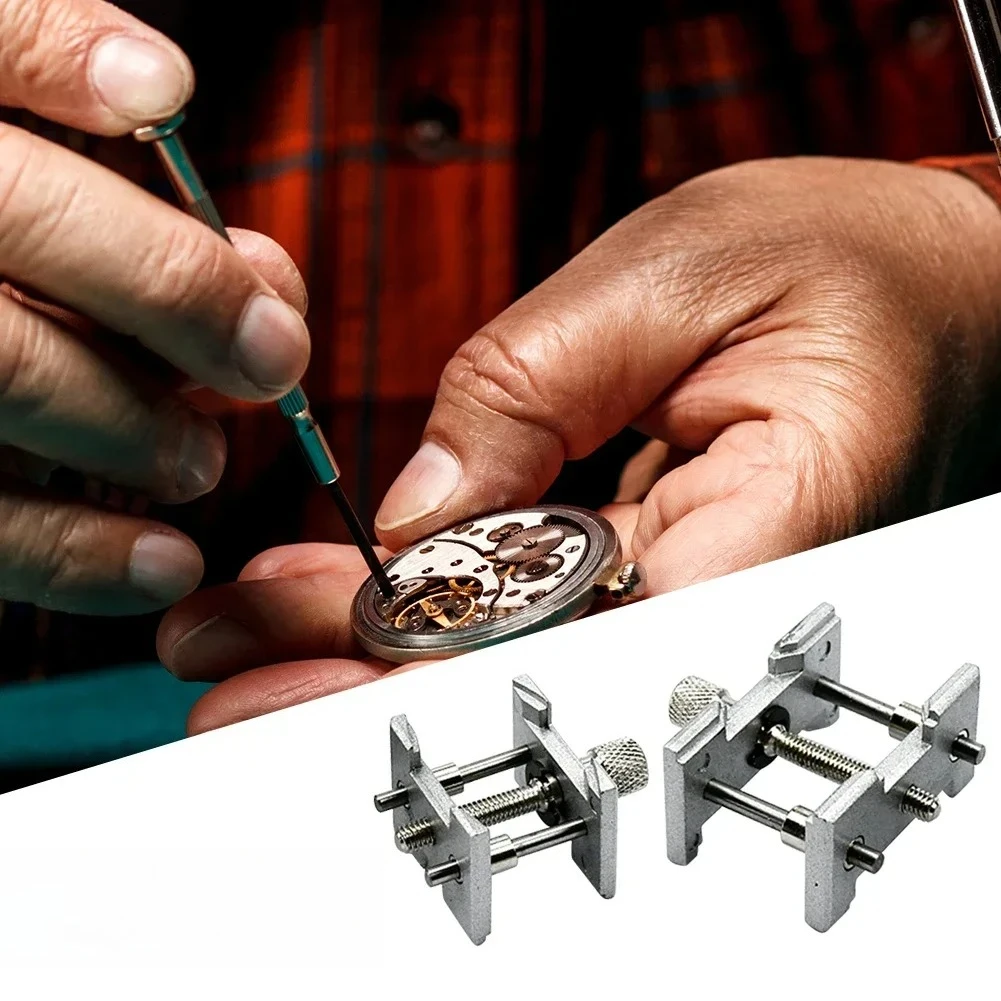 2pcs Multifunctional Universal Watch Movement Holder Fixed Base 2in1 Watches Case Clamp Repair Tools for Watchmaker