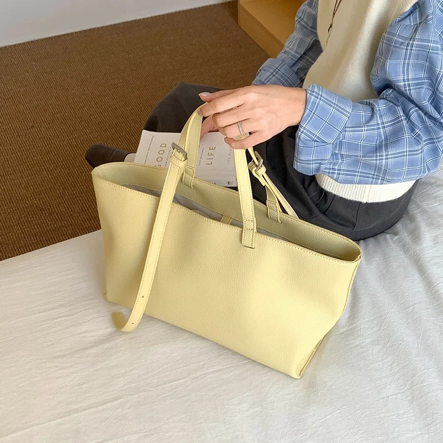 

2025 Summer Shoulder Bag For Women Large Capacity Pu Leather Tote Bags Vintage Luxury Commuter Travel Shoulder Bags
