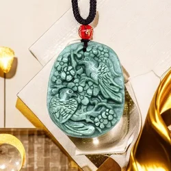 Jade Flower Bird Pendant Necklaces Gifts for Women Amulet Natural Man Gift Designer Necklace Real Fashion Jewelry Charms Green