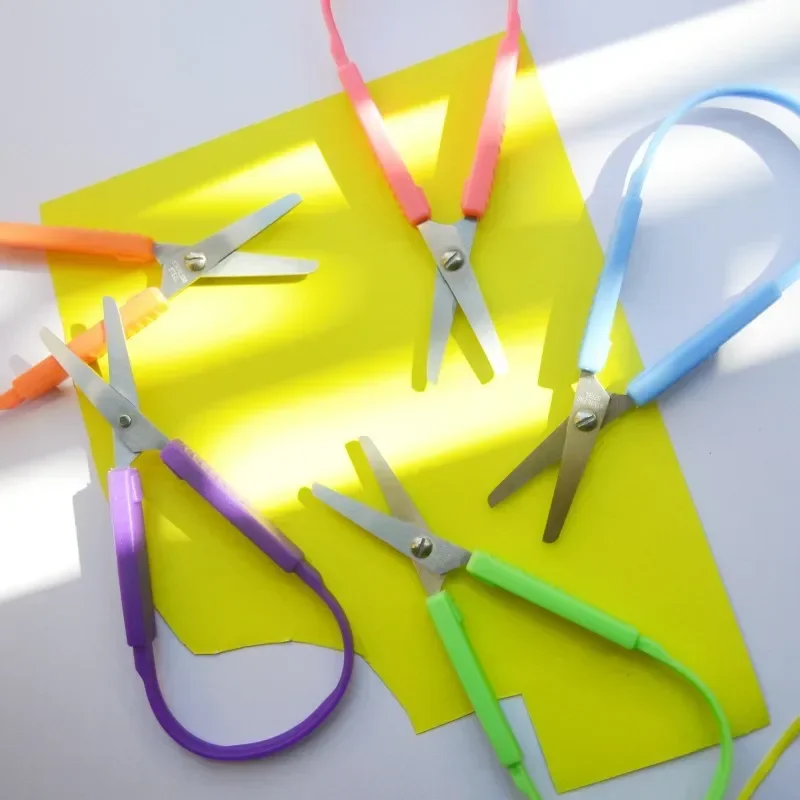 Ring Scissors Children's Student Stretch Stationery Paper Cutting U Shape Stretch Handmade Stainless Steel Scissors