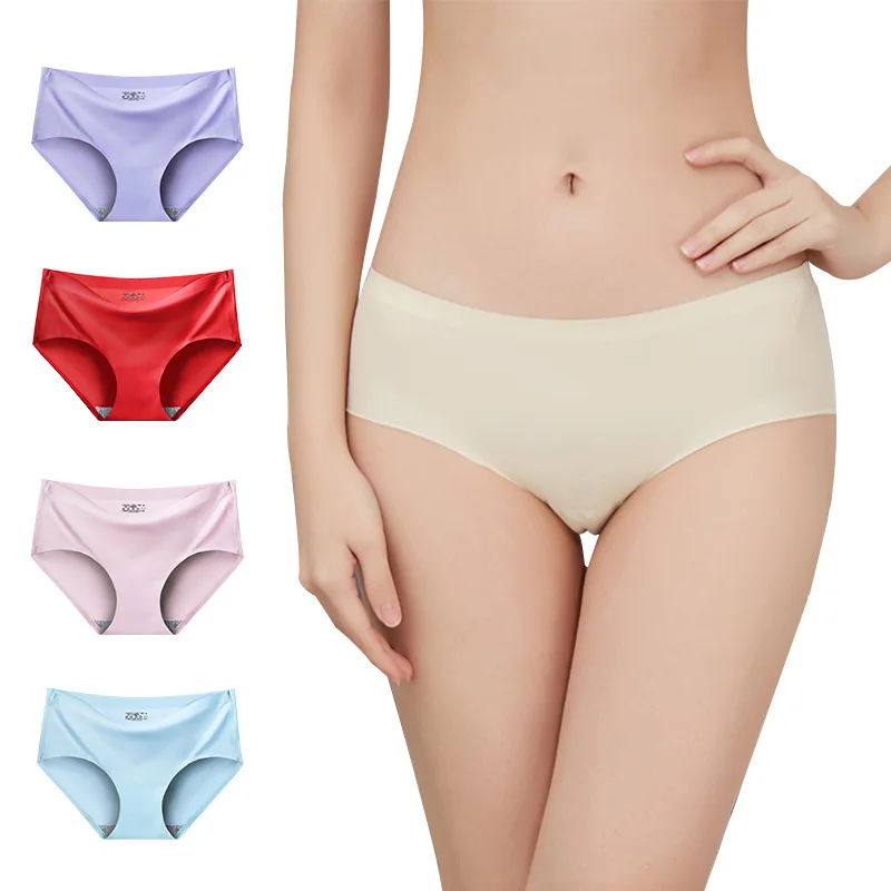 

Seamless Women's Panties Breathable Comfortable Underwear Silk Satin Briefs Cozy Lingerie Sports Underpants 8 PCS/Set