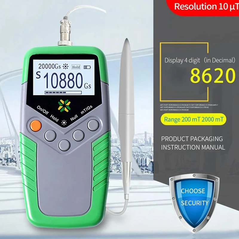 Probador Digital portátil, medidor de campo magnético de superficie Gaussmetro de alta precisión, Digital con sonda 0-2400MT