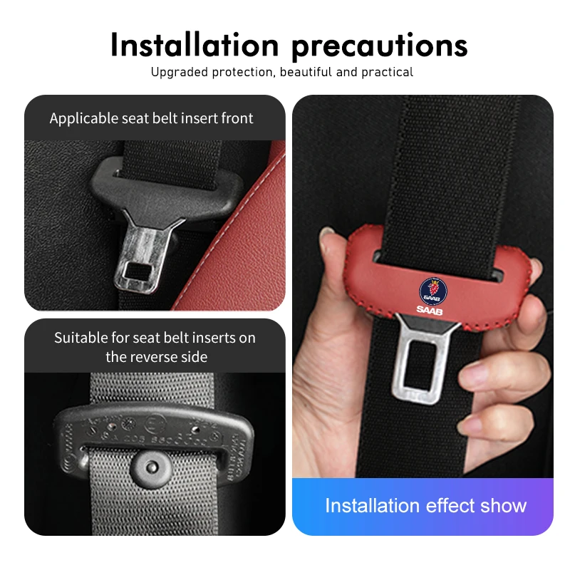 Universal Car Seat Belt Buckle Clip Protector Anti-Scratch Cover For SAAB 9-4X 9-7X 9-3 9-5 9-2X 9-X 9000 900 600 99 97