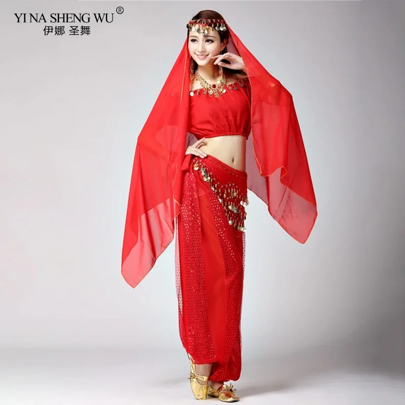 Vêtements de spectacle de danse Bollywood, ensemble de Costumes de danse du ventre indien pour femmes, Costume de danse du ventre en mousseline de soie, Costumes de danse Bollywood