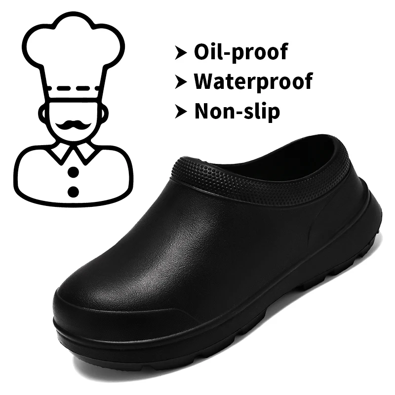 Men Summer Slipper Kitchen Clogs Chef Shoes Work Flip-flop Waterproof Oil-proof Sandal Non-Slip Garden Rubber Slippers For Male