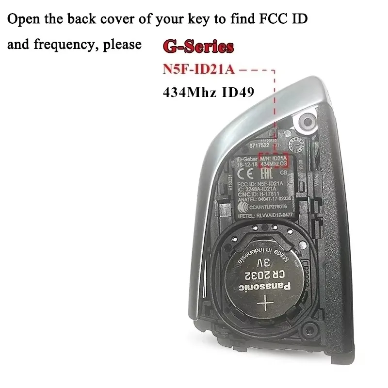 DIYKEY OEM Smart Key Remote Fob do BMW 3 5 6 7 X3 X5 X7 G Series G20 G30 G32 G11 2015-2019 ID49 Chip 434MHz FCC ID: N5F-ID21A