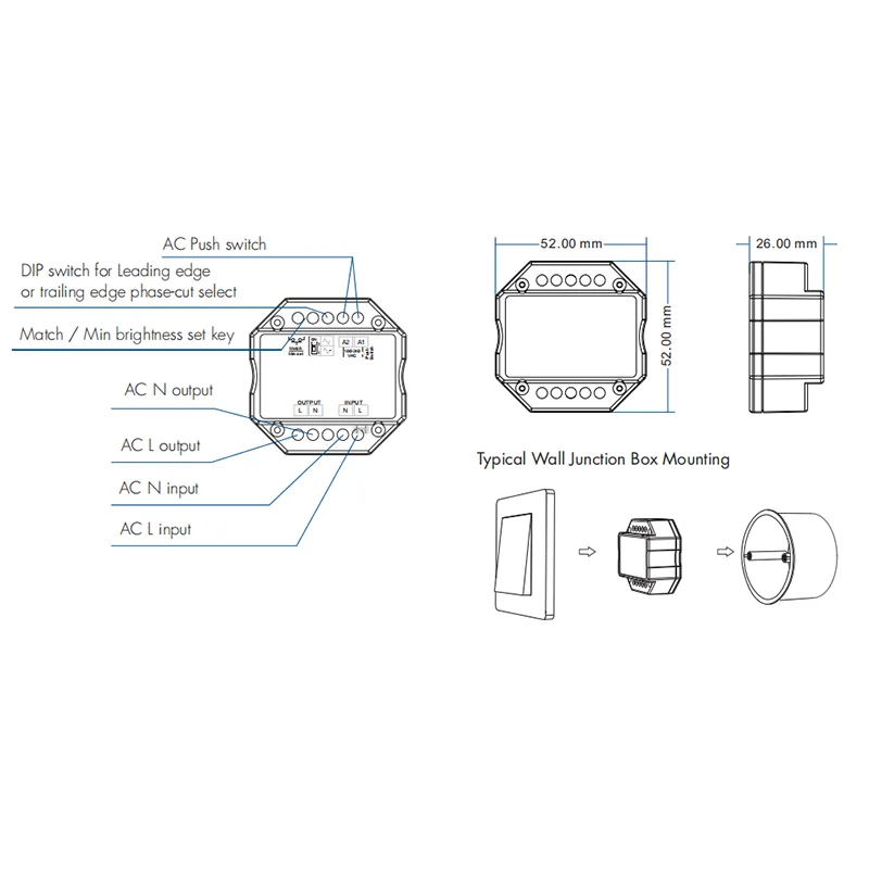 Tuya-atenuador LED inteligente, S1-B con Wifi, 2,4G, RF, Control remoto inalámbrico, CA 100-240V, Triac, lámpara de bombilla LED regulable, 220V