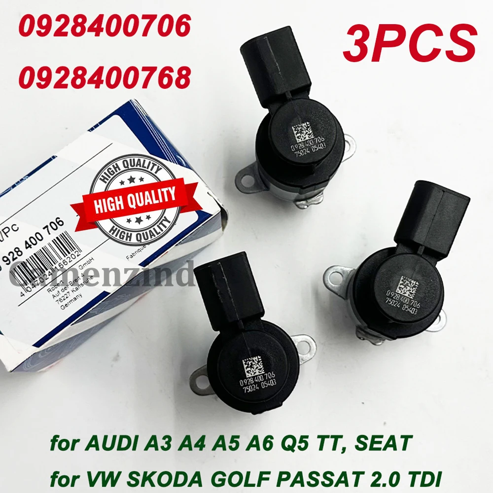 

Высокое качество, 3 шт. 0928400706 0928400768 Регулятор давления топлива SCV Клапан для Audi A3 A5 A6 Q5 TT VW Skoda Golf Passat 2,0 TDI