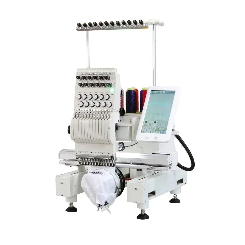 Flat cap tshirt hat small mini computer 9/12 needles single head embroidery machine cheap price for MB-7 EM-1010 Craft 9850 550E