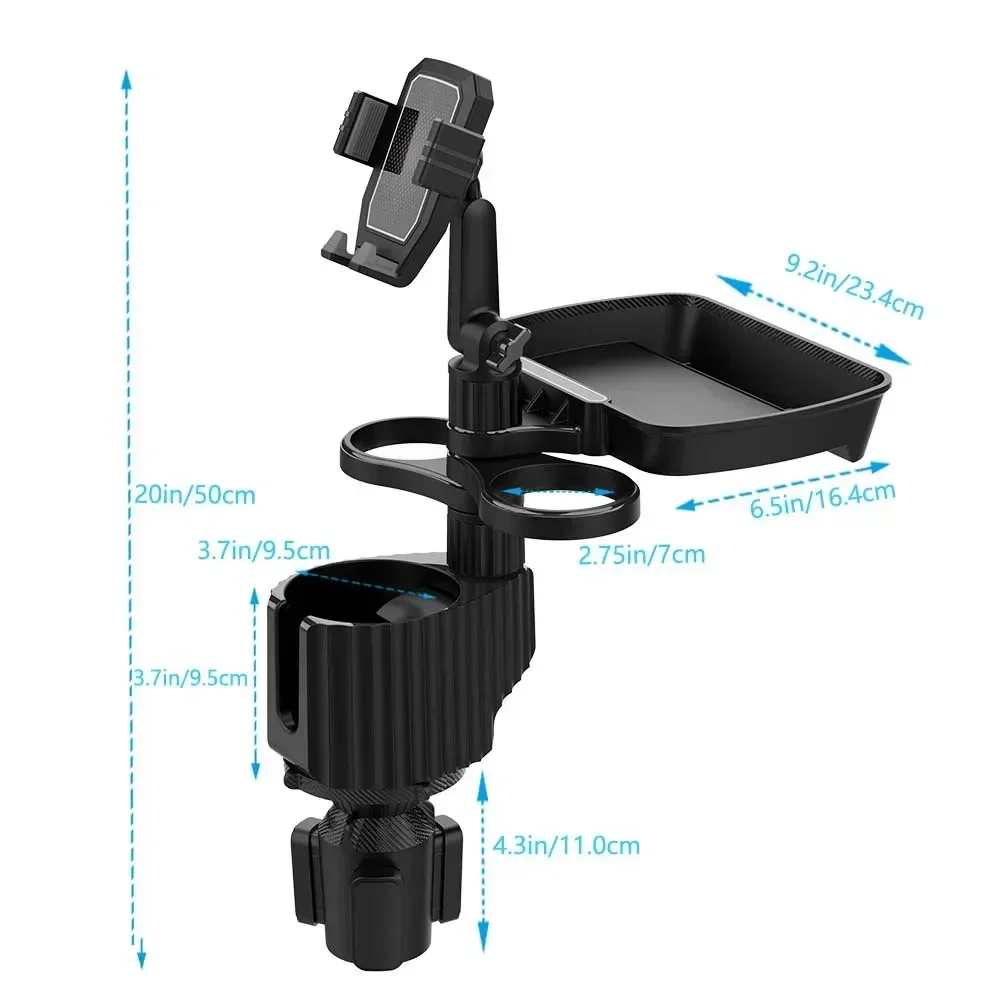 VIKEFON Car Phone Holder Cup Holder Extender Multifunctional Adjustable Drinking Bottle Holder Detachable CarHolder Storage Rack