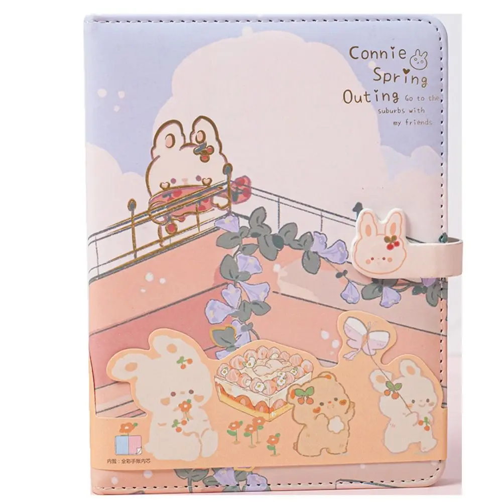 Cartoon Anime Rabbit Notebook PU Coloring Page Cute Notebook Write Smoothly Memo Diary Planner Anime Handbook Stationery