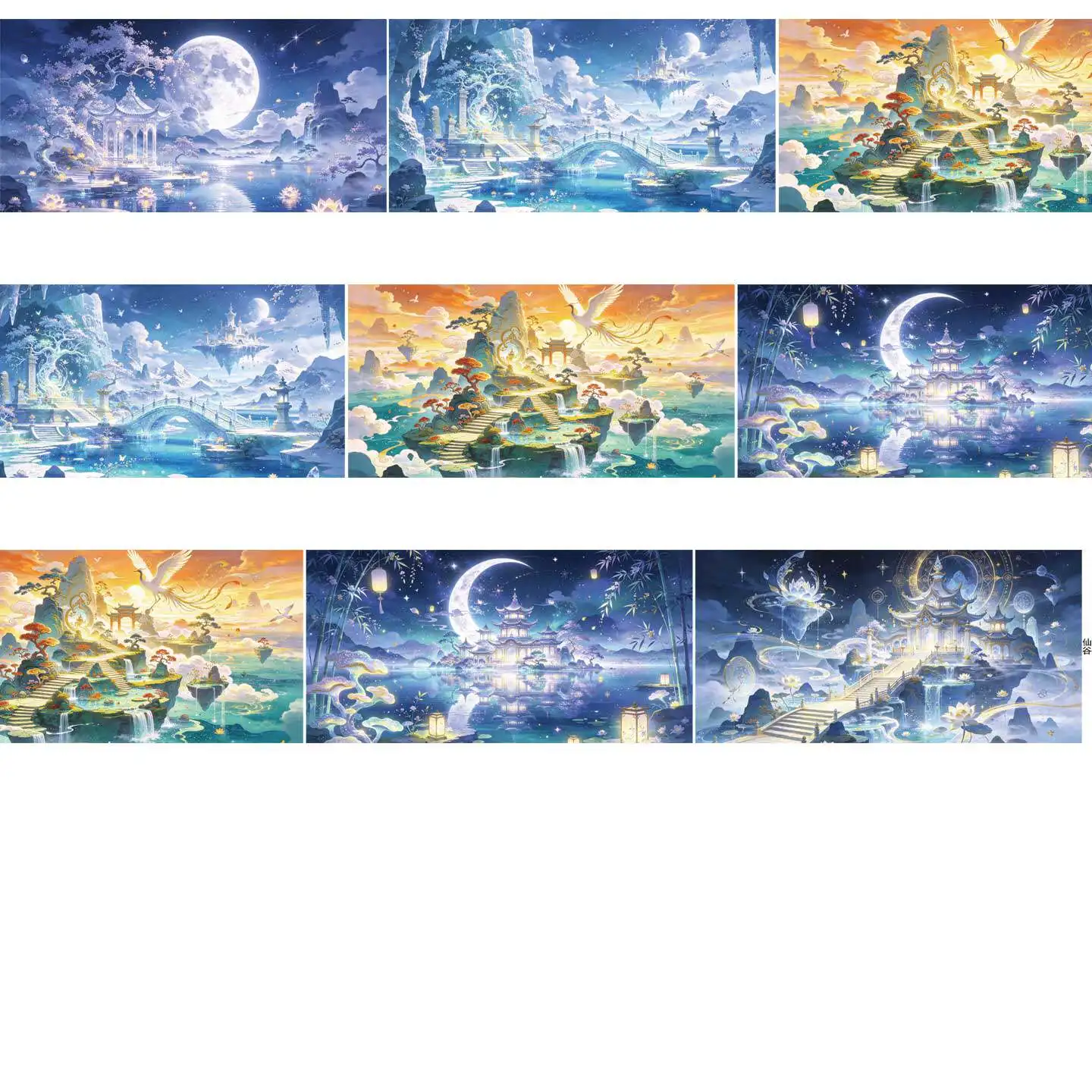 DIY Peach Blossom Valley Landscape Washi Tape 30cm Scrapbooking Sky Background Decorative Sticker