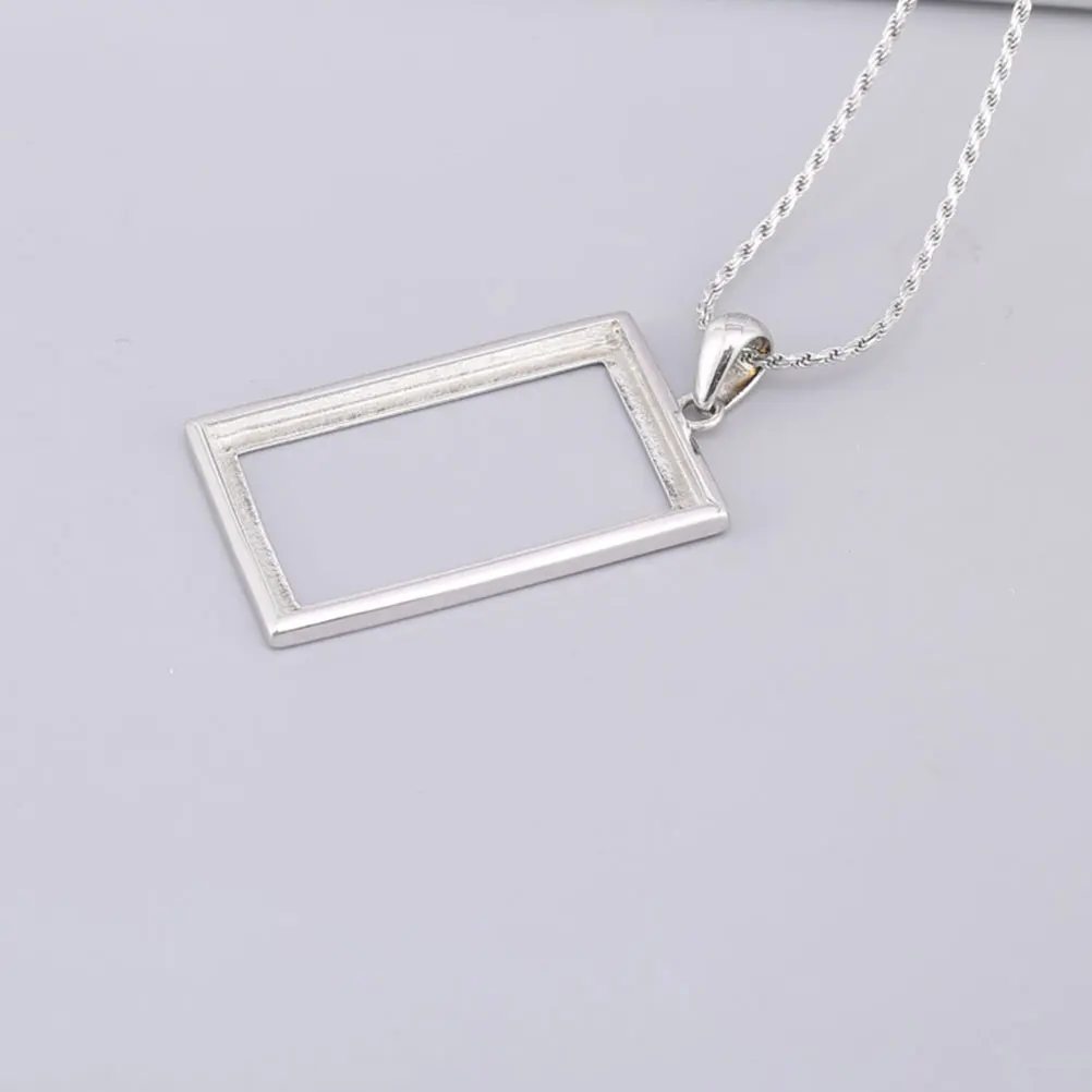 

Square Open Back Bezel Pendants Hollow Frame Blanks Necklace Jewelry Craft Resin DIY Gifts Accessories Silver Material Beautiful