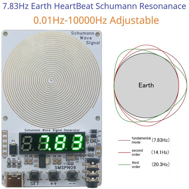 0.01Hz-9999Hz Sine Wave Adjustable Schumann Wave Generator Signal Generator 4-Digit Digital Tube Green Display