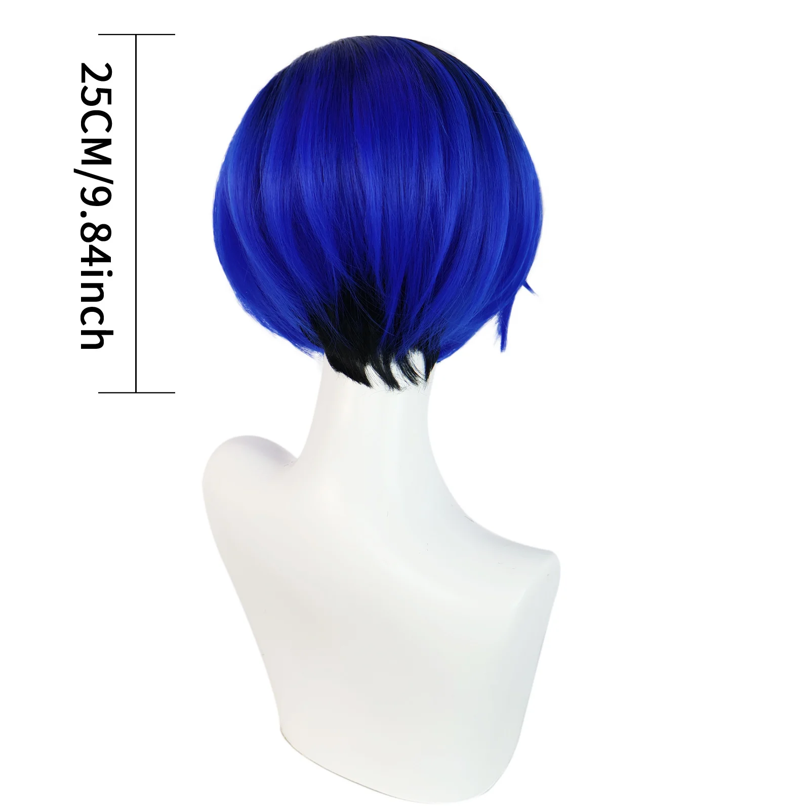 Game Rera Cosplay Perruque pour Homme Adulte, Noir, Bleu, Deux Couleurs, Degré de Chaleur, Cheveux Synthétiques, Accessoire, Halloween, Carnaval, ix