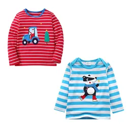 Jumping Meters New Arrival Christmas Kids Tshirts Cotton Stripe Santa Clause New Years Baby Tees  Autumn Winter Kids Clothes