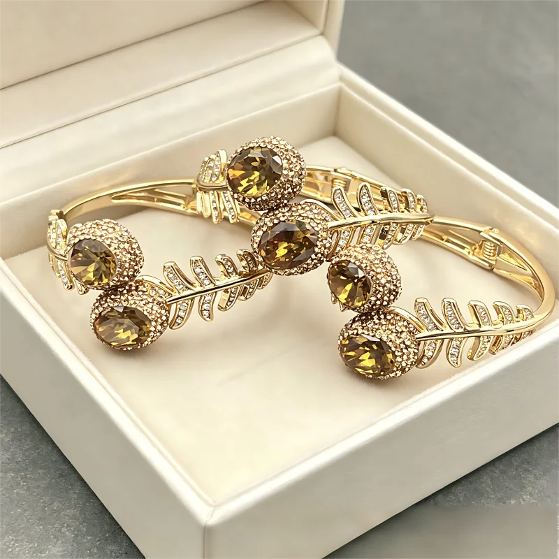Women Vintage Sultanite Open Bangle Luxury Handmade Crystal Wristband Daily Fine Jewelry Gift