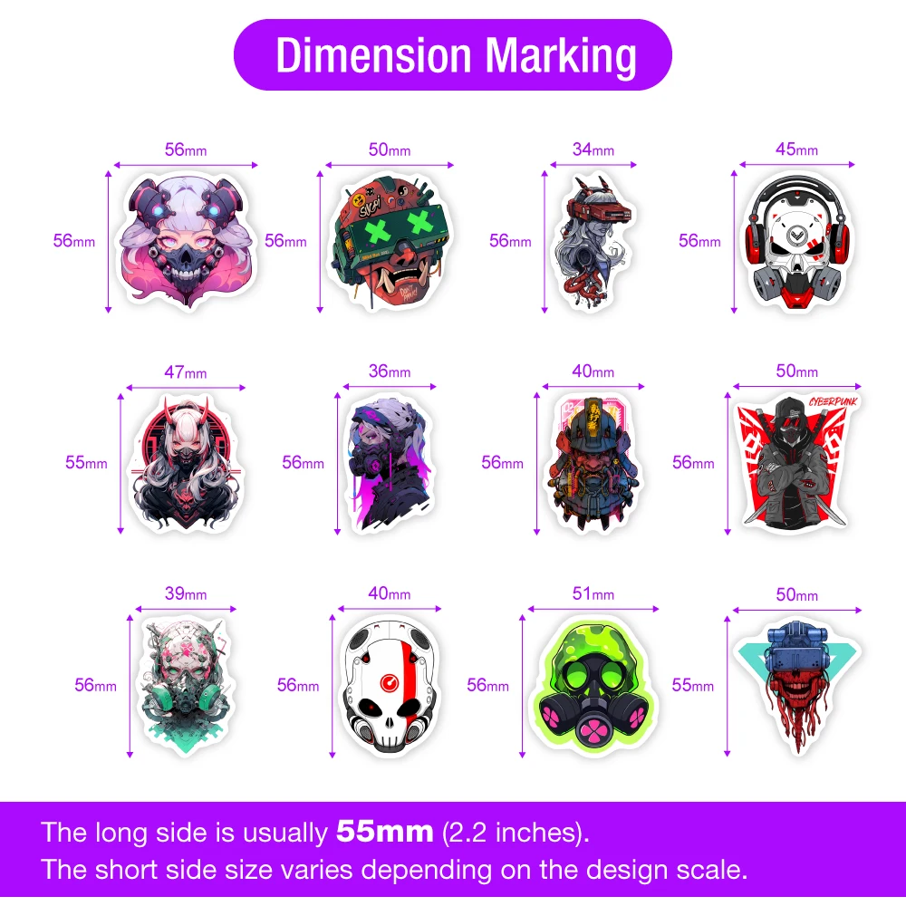Cyberpunk Avatar máscara pegatinas arte tatuaje DIY juguetes regalo álbum de recortes diarios basura portátil equipaje botellas decorativas impermeables