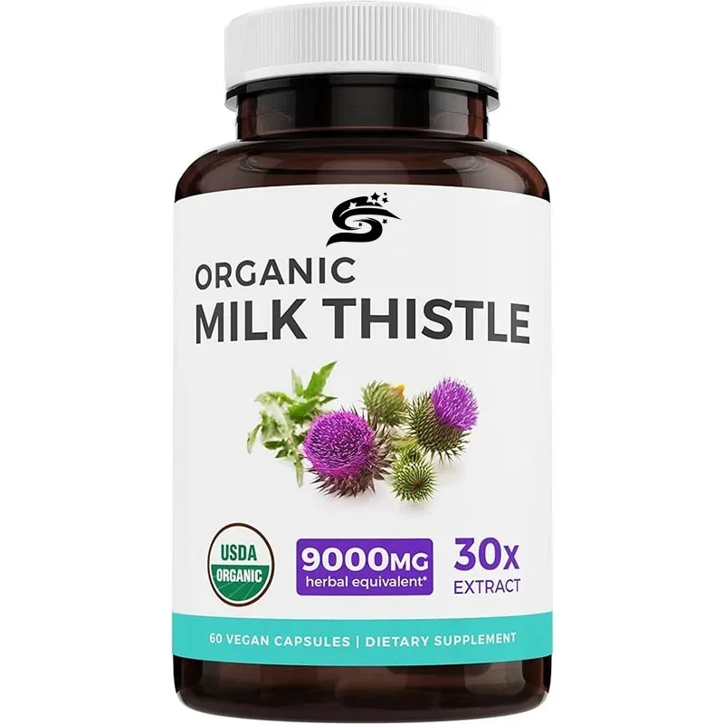 Organic Milk Thistle Capsules -80% Silymarin - Milk Thistle Seed Extract - Vegetarian Supplement