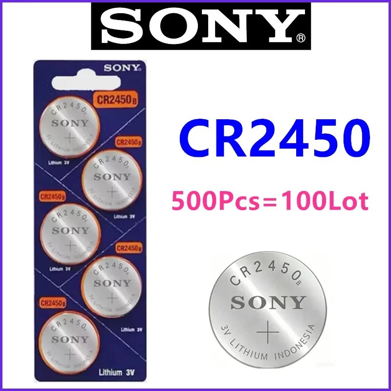 500Pcs Original SONY CR2450 For Remote Control Watch Toys LED Light Button Coin Cell DL2050 BR2450 LM2450 KCR5029 5029LC