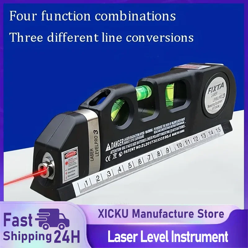 2025 Easy to Use Laser Level Line Tool Multipurpose Laser Level Kit Standard Cross Line Lase 8 Feet Measure Tape Ruler