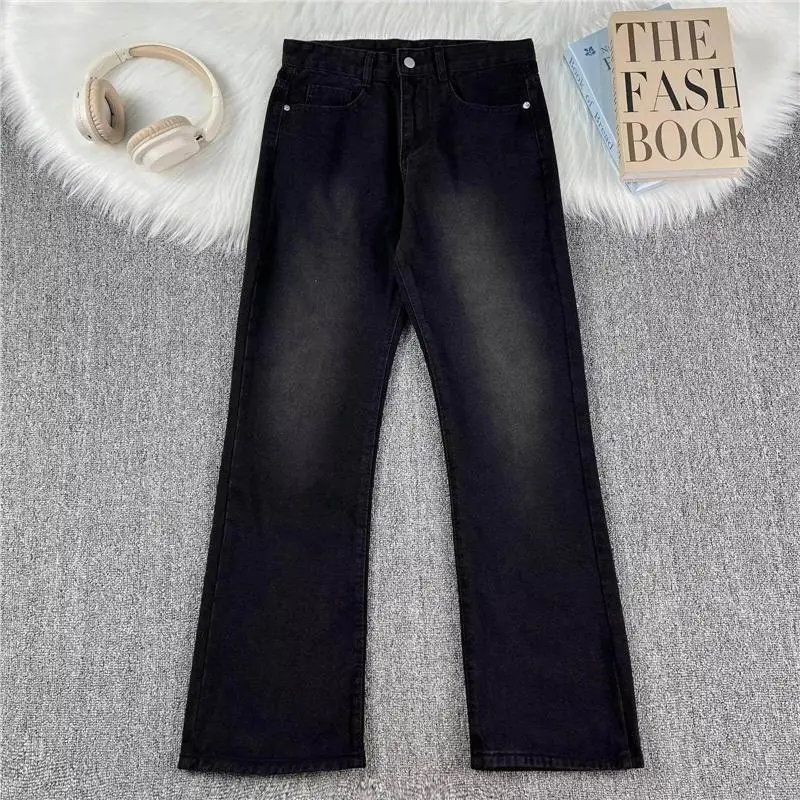 

Waed Vintage Men's Straight Leg Jeans Spring Autumn Low Waist Torn Casual Loose Flared American Sle Blue Denim Pants