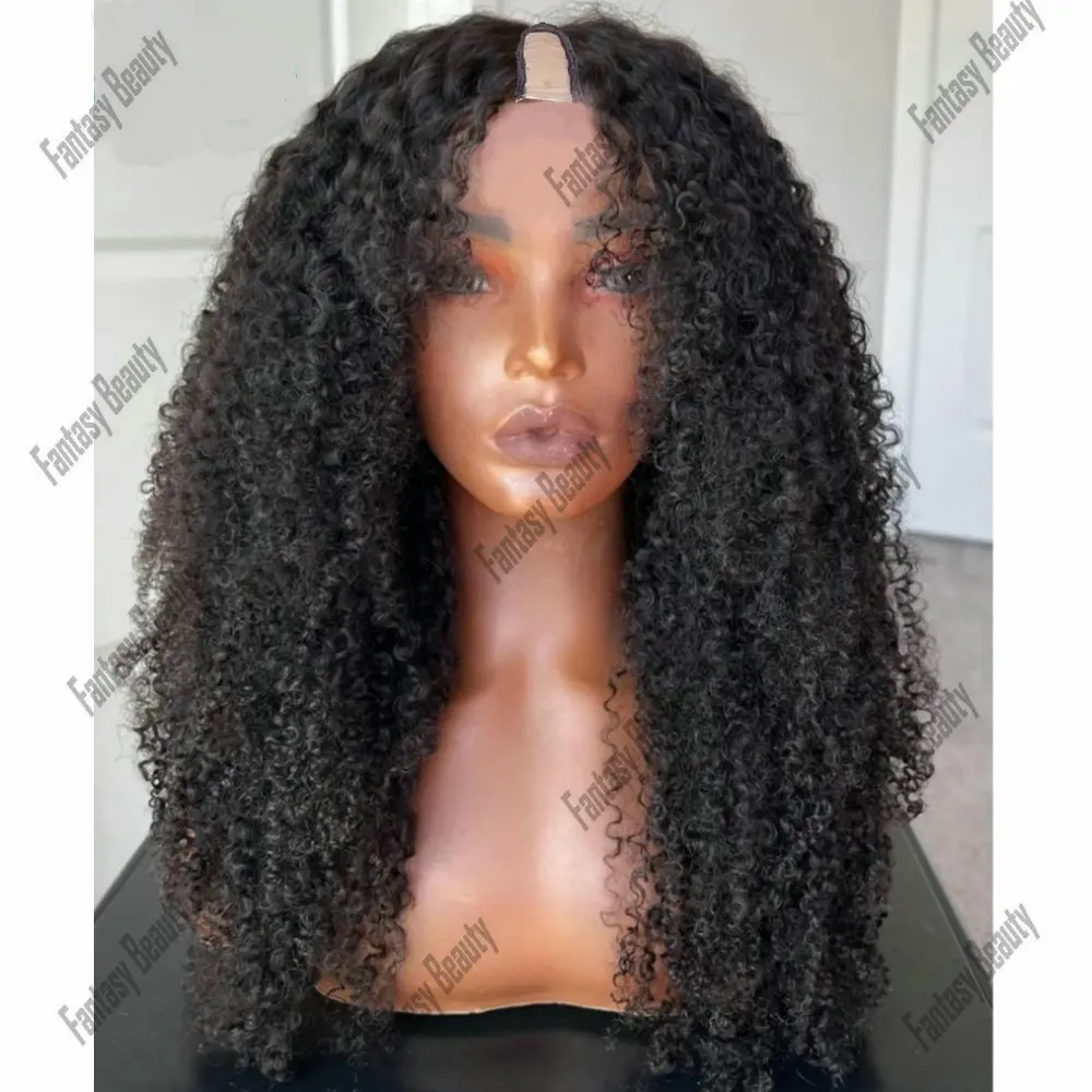 Afro Kinky Curly Wig for Black Women Curly U Part Wigs100%Human Hair Natural Black V Part Wig Human Hair Deep Wave Hair on sale