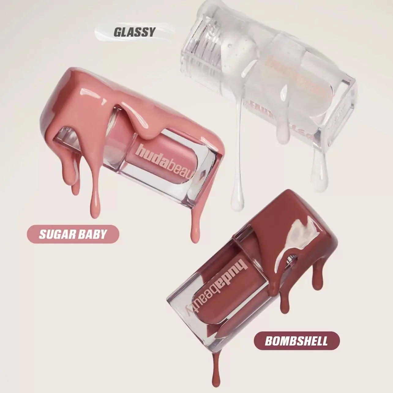 Huda Beauty Faux Filler ملمع شفاه لامع غير لزج مرطب كريستال واضح زيت الشفاه ممتلئ الجسم ترطيب ملون أحمر الشفاه ماكياج