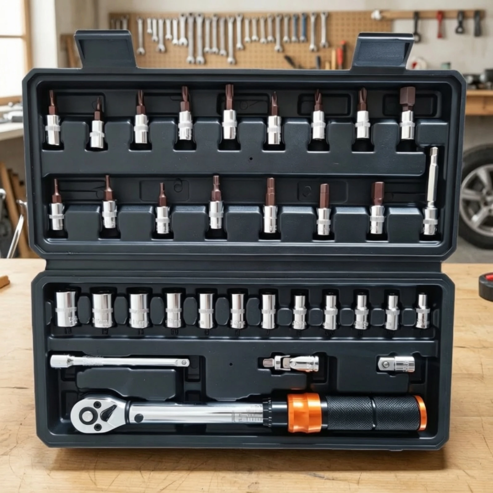Rotational Force Wrench Set with Case 1/4-Inch Rotational Force Wrench Kit Tool Adjustable Pre-Calibrated for Cyclists