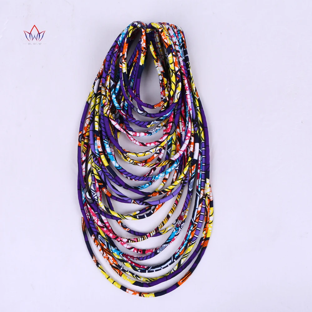 BRW 2023 African Ankara Necklaces Wax Print Fabric Colorful Necklace Shawl African Ankara Handmade Necklace Tribal Jewelry WYX06