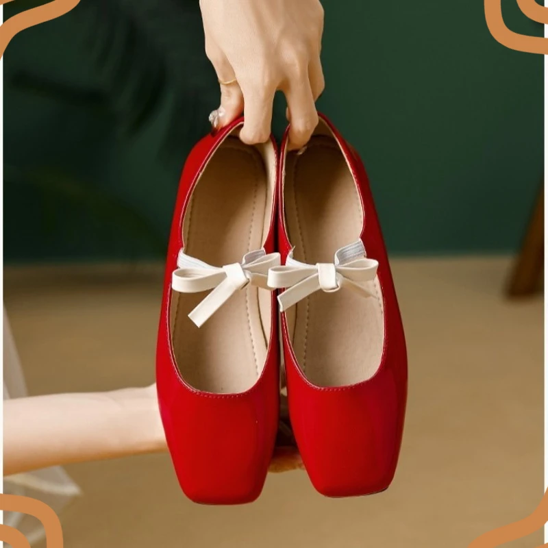 Fashion Women's Mary Jane Shoes Exquisite Square Toe Flat Shoes for Woman Sweet Lolita Casual Shoe Designer Shoes Zapatos Mujer