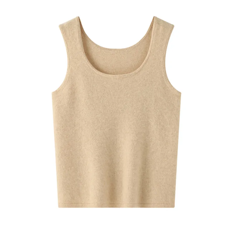 Jesień Zima Nowe Kobiety 100% Kaszmir Sweter Kamizelka Wysokiej Jakości Slim Bottoming Tops Kobiecy O-Neck Tank Miękki Damski Dzianinowy Camisole