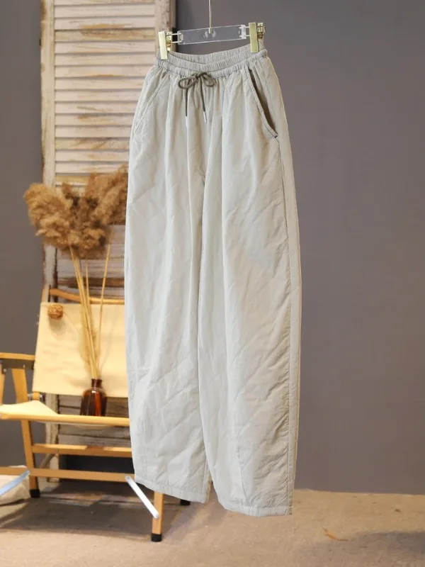 

Свободные хлопковые повседневные брюки для женщин, зимние, больших размеров, с завязками, художественные, стройнящие, длинные, с высокой талией, прямые штаны