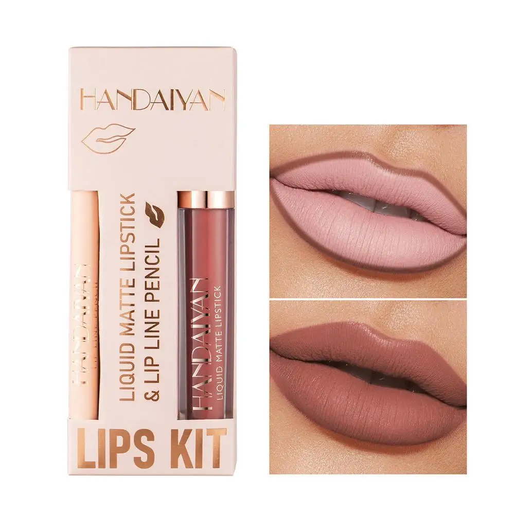 Matte Nude Brown Lipliner Lápis Batons, 12 cores Lip Contour Kit, impermeável, Não-pegajoso, Sexy Velvet Red Lipgloss, Maquiagem Ferramenta