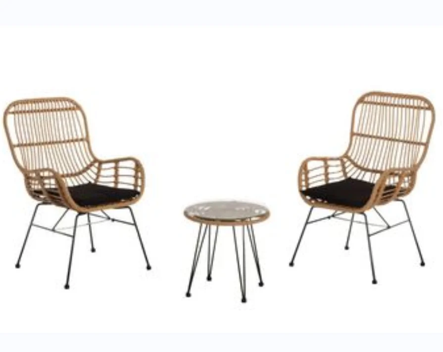 

Outdoor Rattan Furniture Balcony Bistro Set Garden PE Wicker Patio Chair and Table Set 3pcs Bistro Set