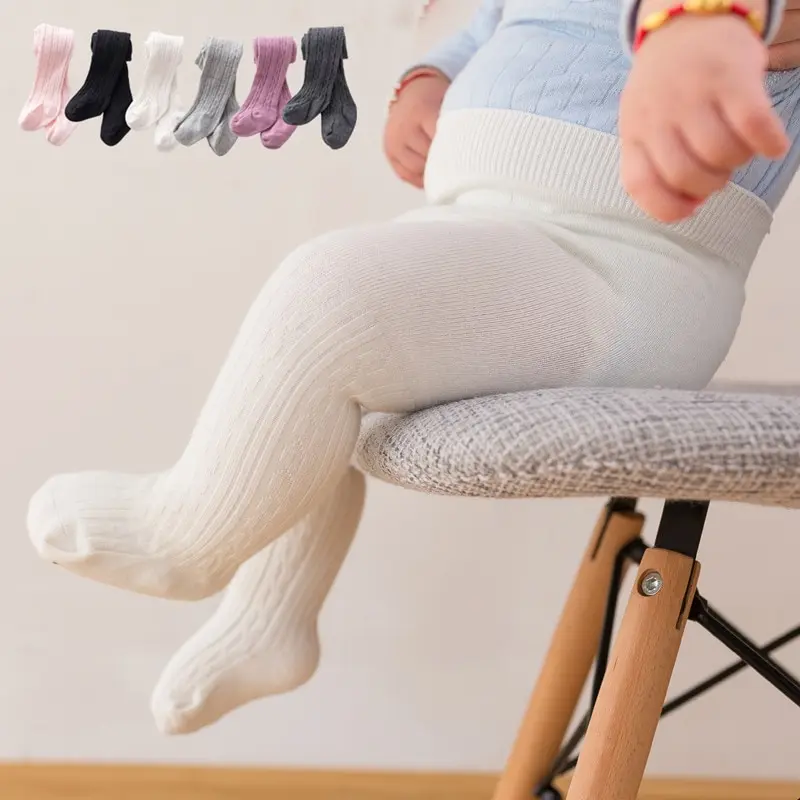 Medias suaves de otoño e invierno para bebé, medias acanaladas para niño recién nacido, pantimedias elásticas cálidas de algodón, medias sólidas
