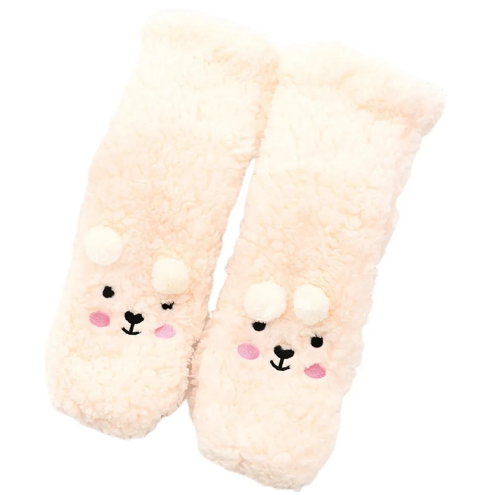 

Kawaii Embroidery Winter Floor Socks Plush Anti Slip Thick Thermal Socks Thicken Warm Mid Tube Animal Graphic Socks Gifts