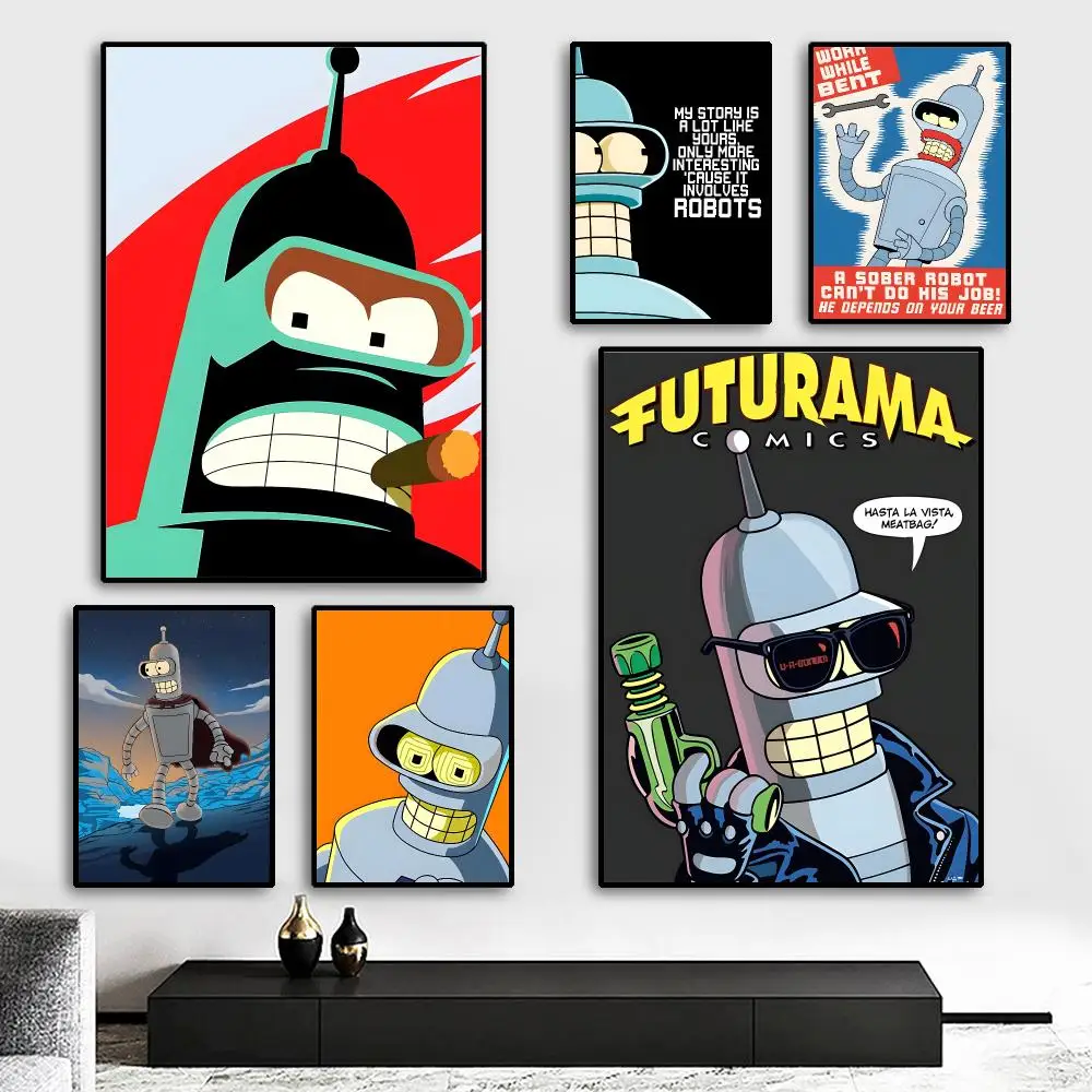 F-Futurama B-Bender Art Painting Calligraphy HD Canvas Poster living room bedroom bar aesthetic decoration