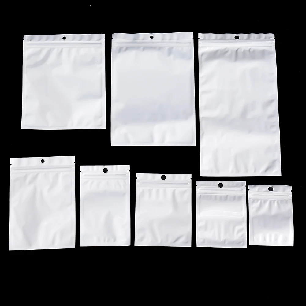 

30-100pcs Self Sealing White Plastic Bags Ring Necklace Bracelet Storage Holder Bag Anti-oxidation Jewelry Packaging Display Bag