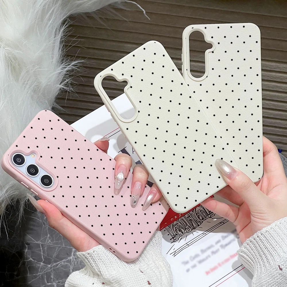 Ins Polka Dots Phone Case For Samsung A56 5G A57 A16 A17 A55 A36 A53 A35 A34 A06 A07 A26 A37 S25 Ultra S24 FE S23 Silicone Cover