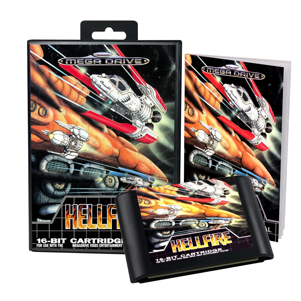 Hellfire EUR Cover Game for SEGA MD Mega Drive Genesis Consoles Game Cartridge Box Manual