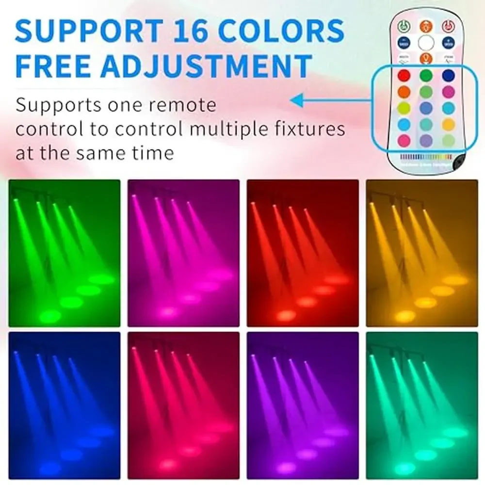 

RGB LED Pinspot Light with Remote Control 16 Colors Spot Effect Adjustable Disco Ball Lighting