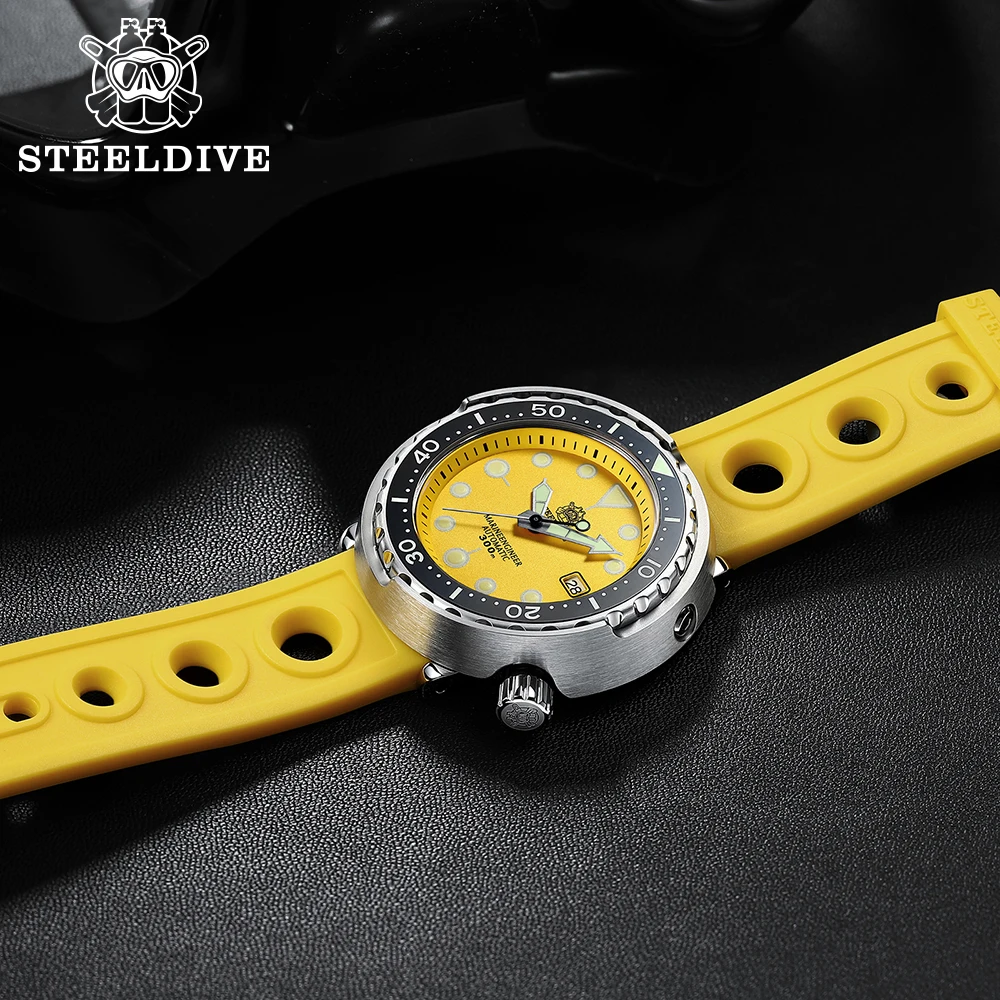 STEELDIVE Automatic Mechanical Strap Replacement Watch Bands Automatic Dive Watches Blue Rubber Strap 20/22mm