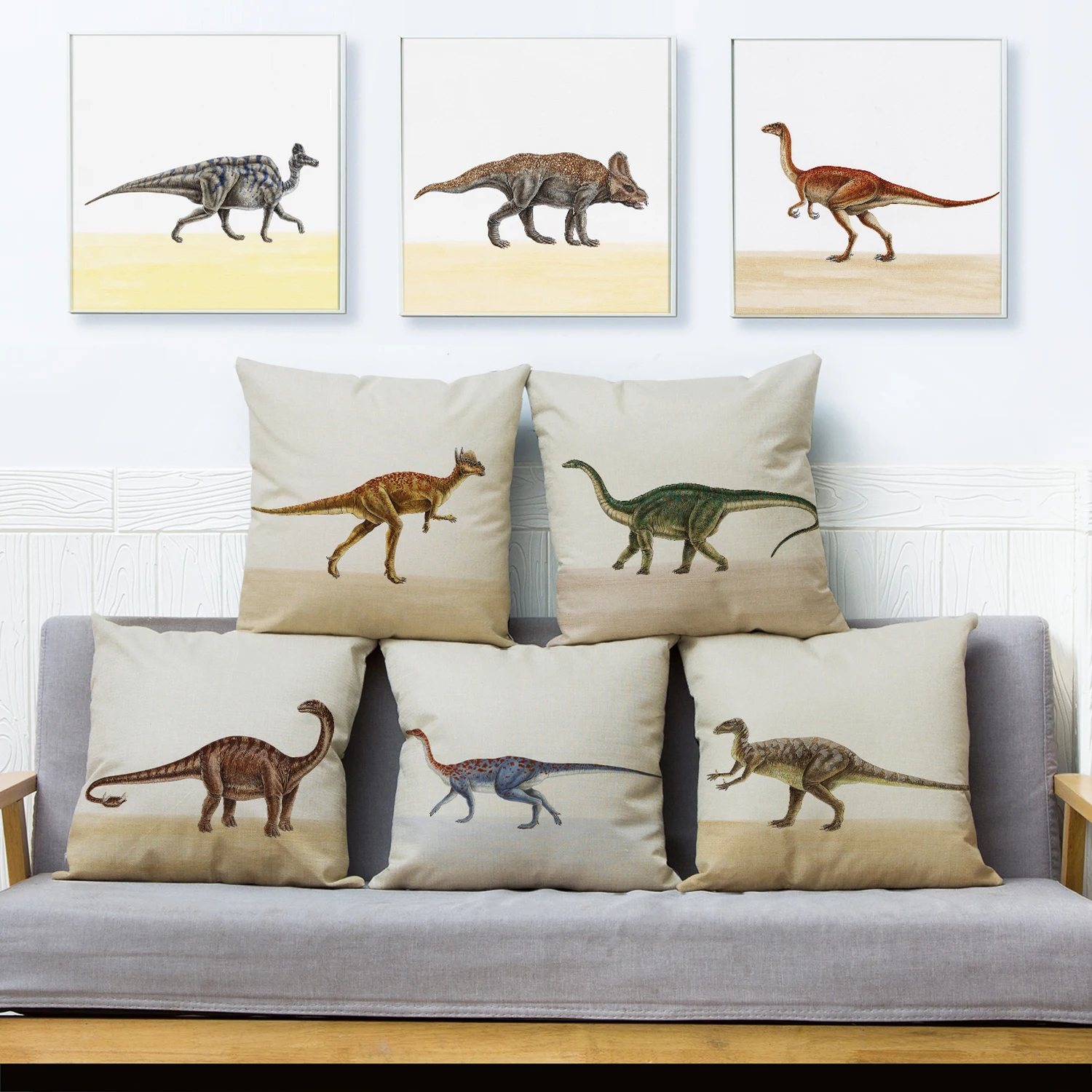 

Jurassic Cartoon Dinosaur Cushion Cover for Sofa Home Children Room Decor Animal Print Pillowcase Polyester Pillow Case 45x45