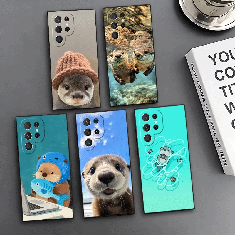 Lovely Otter Who Loves Clean Food Phone Case For Samsung Galaxy S24 S25 S26 Ultra S23 Plus S22 S21 FE S20 + Edge Pattern Customi