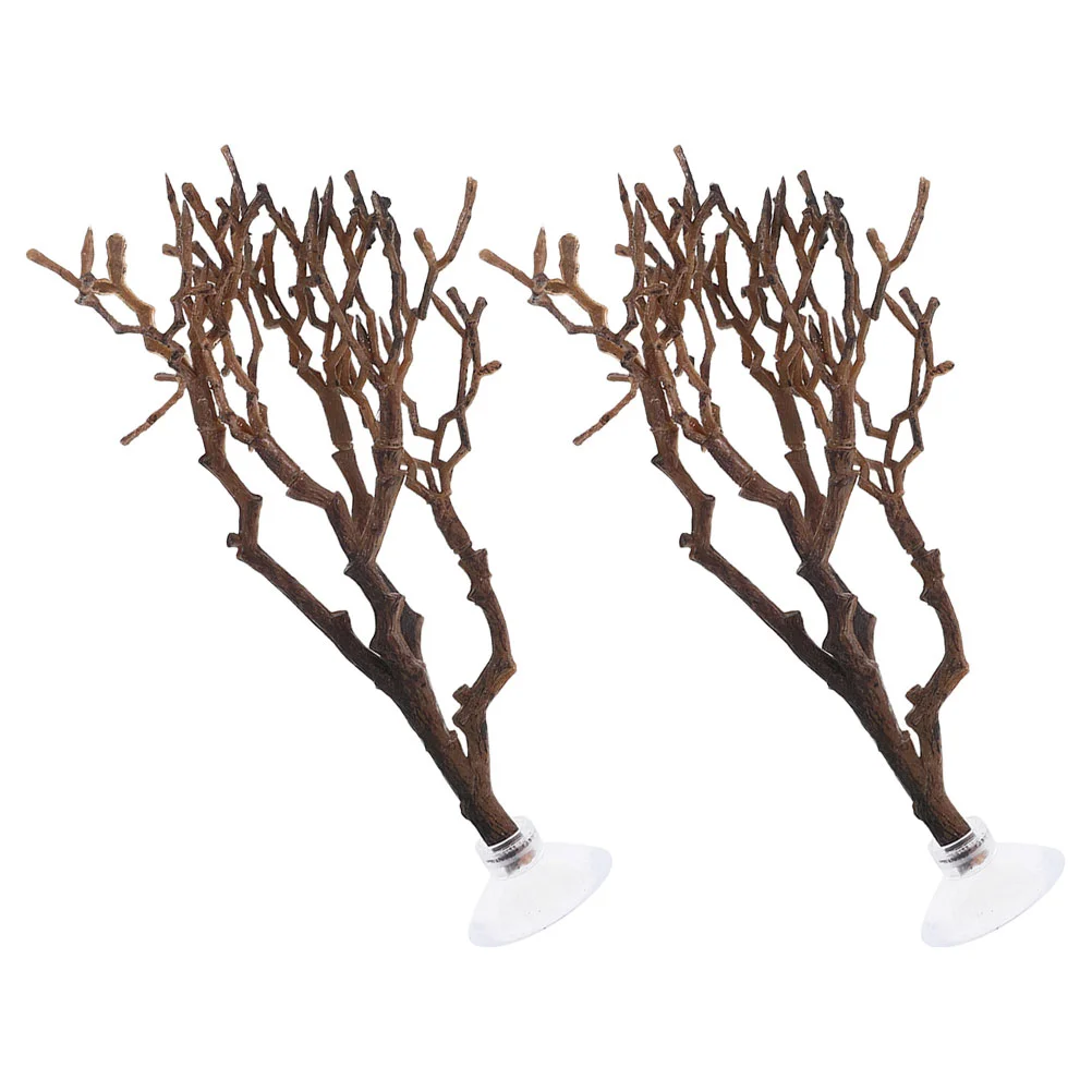 

2 Pcs Freshwater Aquarium Driftwood Fish Tank Simulation Moss Tree Decoration Hideout Reptile