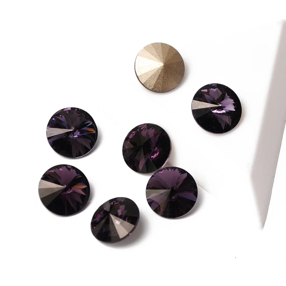 

K9 Rivoli Glass Rhinestones Amethyst DIY Jewelry Making Crystal Stones Pointback Adhesive Decorations Rhinestones