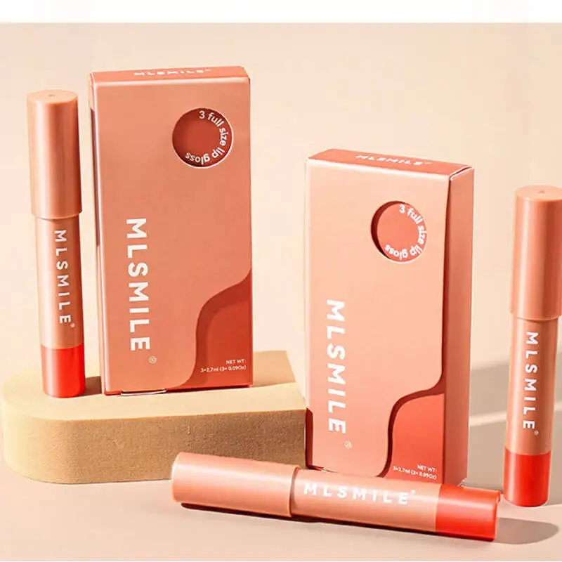 MLSMILE ลิปบาล์มบำรุงริมฝีปาก ลิปกลอสติดทนนาน ติดง่าย สีสวย ชุดปากกาลิปสติกแบบหมุน
